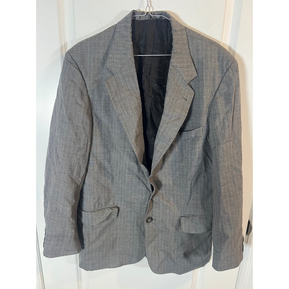 Oscar de la Renta Mens Suit Jacket Two Button Textured Gray 44R